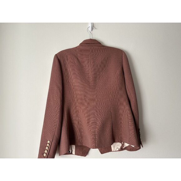 L'Agence Kenzie Double Breasted Blazer Jacket 12 Ribbed EUC Fawn Brown - Picture 6 of 8